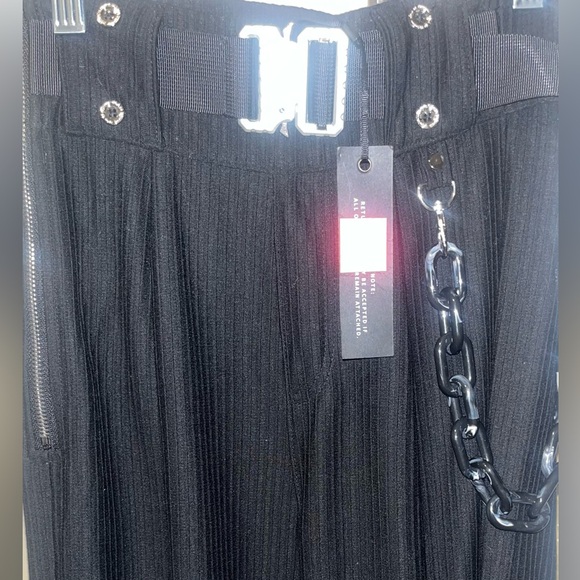 Manière De Voir Black Wide Leg Trousers With Steel Belt Size 4 - Picture 3 of 8